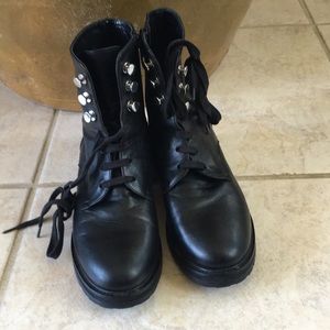 Napoleoni  Leather Moto Combat Boots side zip, laces Size 39